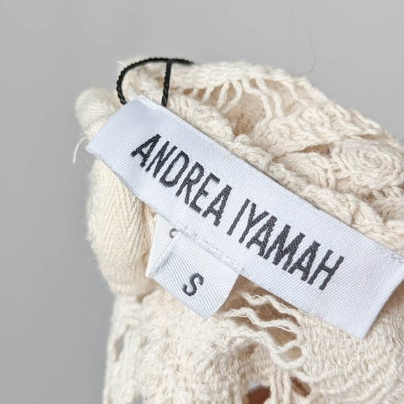 NWT ANDREA IYAMAH Hira Crochet Top in Chalk Crop Cover Up S Small - Picture 11 of 12